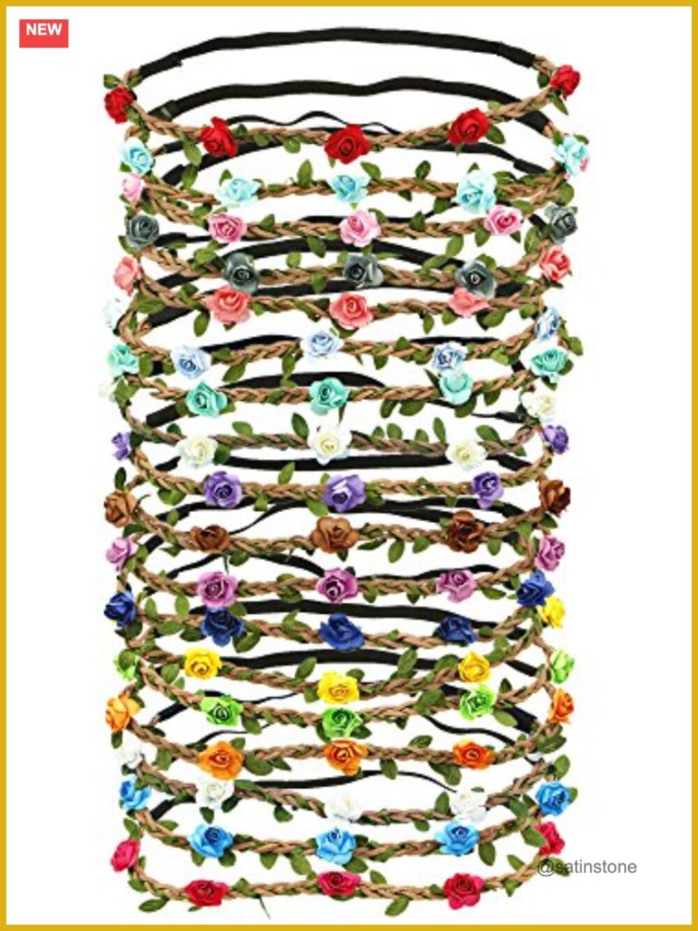 18 PCS Multicolor Flower Headbands Women Bohemian Flower Crown Garland
